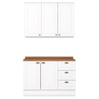 Armario Aereo E Balcao 120cm CE169 Americana Branco Nature Henn