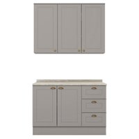 Armario Aereo E Balcao 120 cm CE169 Americana Cinza Calcare Henn