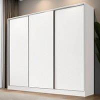 Guarda-Roupa Casal 100% MDF Madesa Nantes 3 Portas de Correr Branco