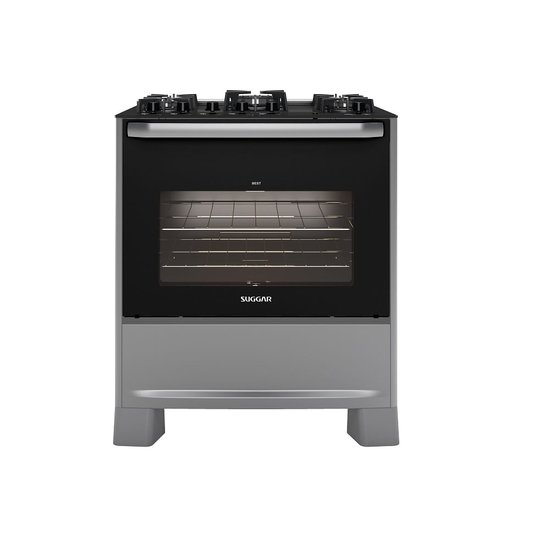 Fogão de Piso Suggar 5 Bocas Mesa de Vidro Best Grill Prata - 220 Volts
