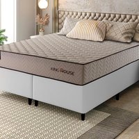 Conjunto Cama Box Espuma San Diego Bege King 193x203x67