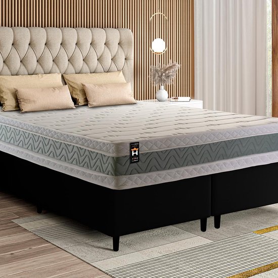 Conjunto Cama Box Espuma Oxford  Queen 158x198x67 - Verde