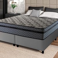 Conjunto Cama Box Queen com Molas Ensacadas Montreal Cinza  158x198x64