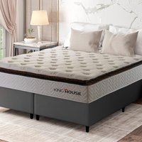Conjunto Cama Box  King c/ Molas Ensacadas New York Branco 193x203x73