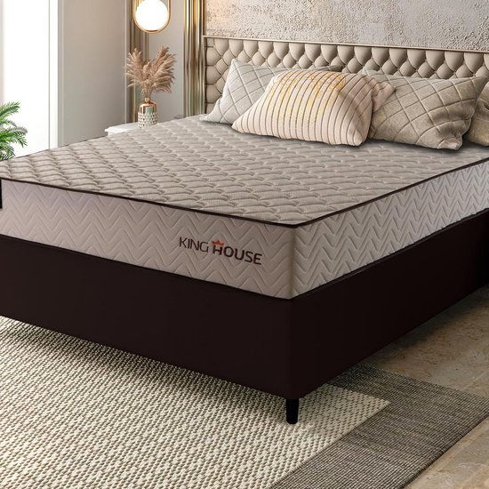 Conjunto Cama Box Espuma San Diego Casal 138x188x67 -  Bege