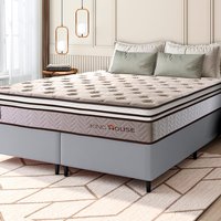 Conjunto Cama Box Queen c/ Molas Ensacadas Liverpool Bege  158x198x73