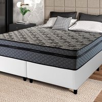 Conjunto Cama Box Queen c/ Molas Ensacadas Montreal Cinza 158x198x64