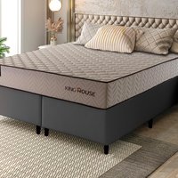 Conjunto Cama Box King Espuma San Diego Bege 193x203x67 - King House