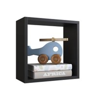 Nicho Infantil Organizador Multiuso Pequeno Quadrado Preto MDP Brinquedos Decoração