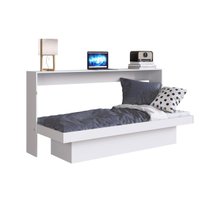 Cama Articulável Horizontal Solteiro com Estação de Trabalho Branco MDP Latino