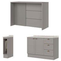 Bancada E Balcao Gourmet 146 cm CE817 Americana Cinza Calcare Henn