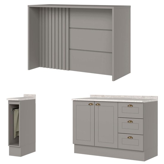 Bancada E Balcao Gourmet 146 cm CE817 Americana Cinza Calcare Henn