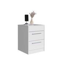 Mesa de Cabeceira Branca com Compartimento Oculto 2 Gavetas MDP Lock Art In Móveis