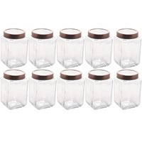 10 Potes Grandes de Vidro 1,7L com Tampa em Metal Rose Gold Porta Mantimentos Gastro Lyor