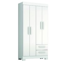 Guarda Roupas Solteiro 4 Portas 2 Gavetas Malta Branco Flex Notável