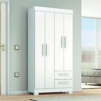 Guarda Roupas Solteiro 4 Portas 2 Gavetas Malta Branco Flex Notável