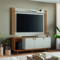 Rack Bancada Suíça com Painel Ripado Sul para TV's até 65 Polegadas Madeirado / Off White Notável