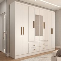 Guarda-Roupa de Casal Cassino 8 Portas 4 Gavetas Branco - Panorama Móveis