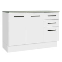 Balcão de Pia Cozinha Com 2 Portas e 3 Gavetas Branco (Com Tampo)  - Madesa