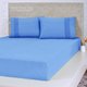 Jogo de Cama Casal Malha 3 Pçs Bella Cama 100% Algodão 138x188x30cm Azul