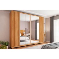 Guarda Roupa 6 Portas e 4 Gavetas c/ Espelho Apollo Double Lux Freijo/Off White - Caemmun