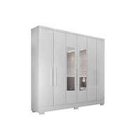 Guarda Roupa 6 Portas (2 c/ Espelho) e 4 Gavetas c/ Pés Milly/Veneza Neve - Novo Horizonte