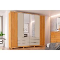Guarda Roupa 6 Portas (2 c/ Espelho) e 6 Gavetas Maximus Lux Freijo/Off White - Caemmun