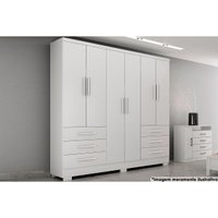 Guarda Roupa 6 Portas e 6 Gavetas c/ Pés Encant/Berlim Neve - Novo Horizonte