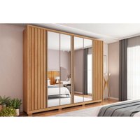 Guarda Roupa 6 Portas e 4 Gavetas c/ Espelho Apollo Double Lux Buriti/Fendi - Caemmun