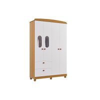 Guarda Roupa Bebê Fofura c/ 4 Portas e 2 Gavetas Nature/Branco - Permóbili Baby