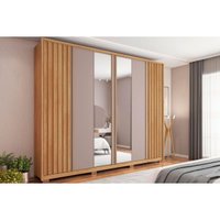 Guarda Roupa 6 Portas e 4 Gavetas c/ Espelho Apollo Lux Buriti/Fendi - Caemmun