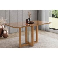 Mesa p/ Cozinha Natalí SC71 c/ Tampo Madeirado c/ Vidro Curvo 160x90cm Nature - Henn