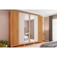 Guarda Roupa 6 Portas e 4 Gavetas c/ Espelho Apollo Lux Freijo/Off White - Caemmun