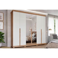 Guarda Roupa 6 Portas (2 c/ Espelho) e 6 Gavetas Guarapari Cinamomo/Off White - Panan