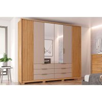 Guarda Roupa 6 Portas (2 c/ Espelho) e 6 Gavetas Maximus Lux Buriti/Fendi - Caemmun