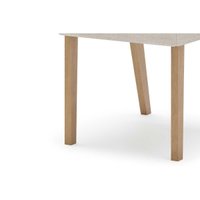 Conjunto: Mesa de Cozinha Natalí c/ Tampo Madeirado 120x80cm e 4 Cadeiras Nina Nature/Off White - Suede Marrom - Henn