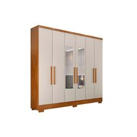 Guarda Roupa 6 Portas (2 c/ Espelho) e 4 Gavetas c/ Pés Milly/Veneza Cumaru/Fendi 25 - Novo Horizonte
