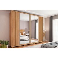 Guarda Roupa 6 Portas e 4 Gavetas c/ Espelho Apollo Double Lux Buriti/Off White - Caemmun