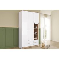 Guarda Roupa Bebê 3 Portas e 2 Gavetas Branco/Jequitiba - Henn