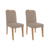 Kit 2 Cadeiras Sala Jantar Paola Wood 2 Un Madeirado/ Linho Bege - Cimol