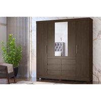 Guarda Roupa 4 Portas (2 c/ Espelho) e 6 Gavetas Cadis Café Touch - Demóbile
