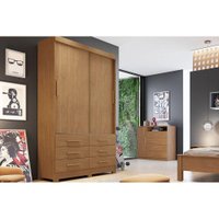 Guarda Roupa 2 Portas e 6 Gavetas Buriti/Jequitibá Cumaru - Novo Horizonte
