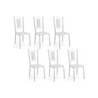 Cadeira de Cozinha Florença C005 Kit 6 Un Cromada/Branco 106 - Kappesberg