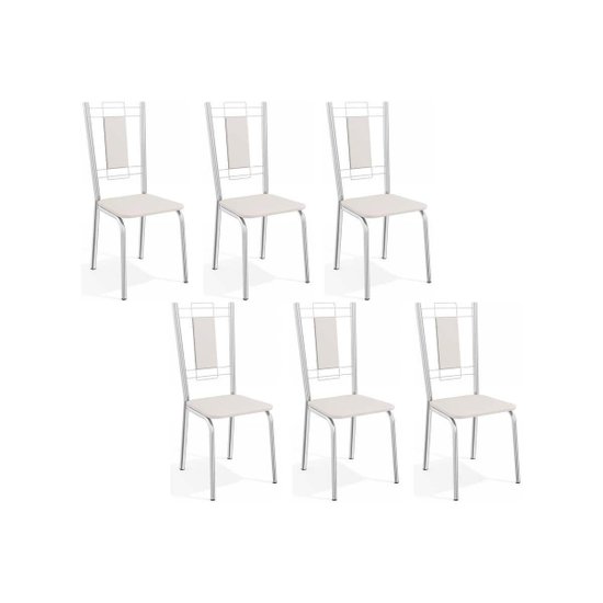 Cadeira de Cozinha Florença C005 Kit 6 Un Cromada/Branco 106 - Kappesberg