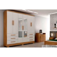 Guarda Roupa 6 Portas (2 c/ Espelho) e 6 Gavetas c/ Pés Encanto/Berlim Cumaru/Fendi 25 - Novo Horizonte