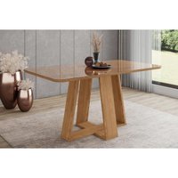 Mesa p/ Cozinha Lins SC92 c/ Tampo Madeirado c/ Vidro Curvo 160x90cm Nature - Henn
