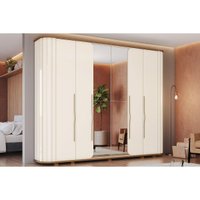Guarda Roupa 6 Portas (2 c/ Espelho) e 6 Gavetas c/ Pés Premium Off White/Nature - Henn