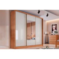 Guarda Roupas 3 Portas de Correr de (1 c/ Espelho) e 8 Gavetas Arezzo/Medelim Cumaru/Fendi 25 - Novo Horizonte