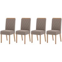 Kit 4 Cadeiras Sala Jantar Nina 4 Un Nature/Suede Light Marrom Amêndoa - Henn
