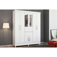 Guarda Roupa 8 Portas (2 c/ Espelho) e 2 Gavetas Munique Branco - Demóbile